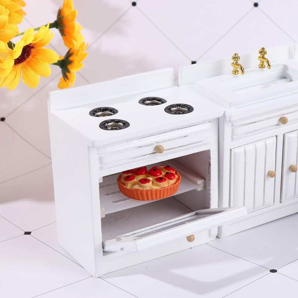 1:12 Scale Dollhouse Kitchen Furniture Set, 5 Piece Wooden Miniature Kitchen ...