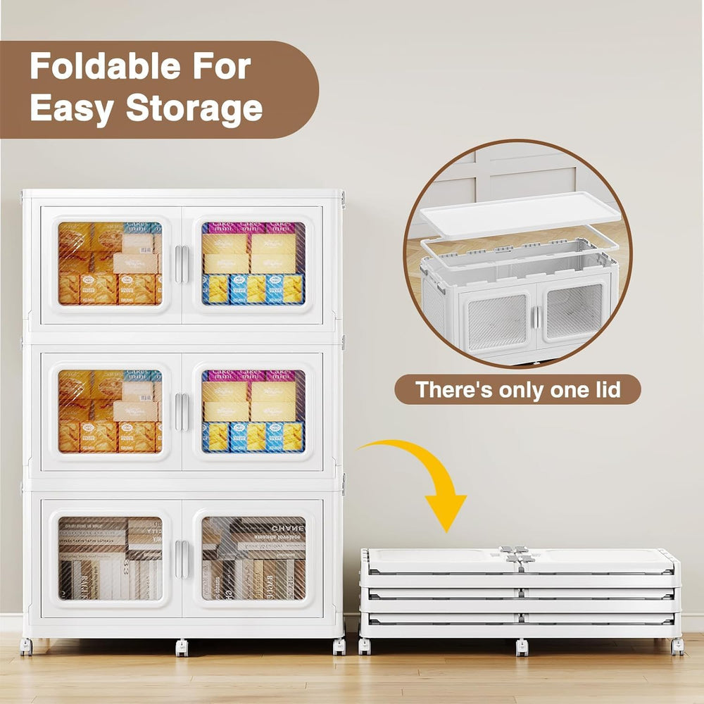 BROVIEW 900 Qt/225 Gal Stackable Storage Bins with Lids, 3 Pack, White