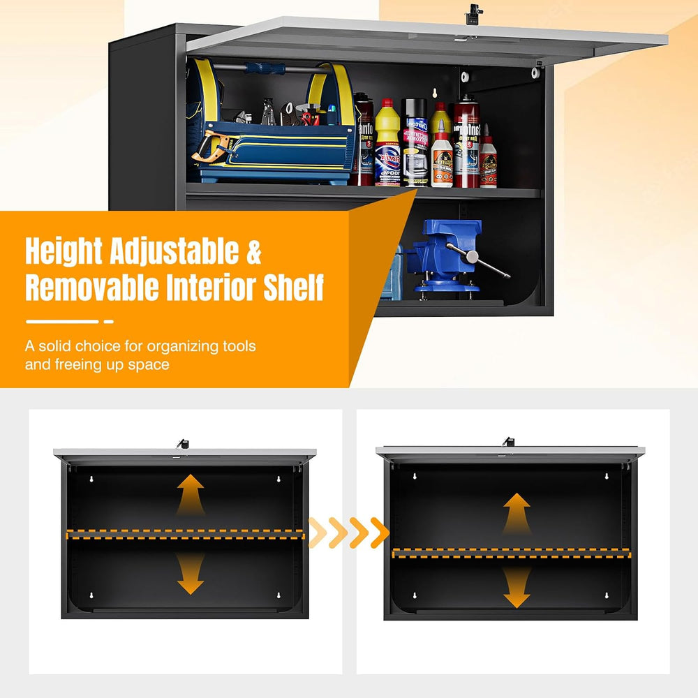 STANI Metal Wall Cabinet for Garage, Floating Garage Storage Wall Mount Shop ...