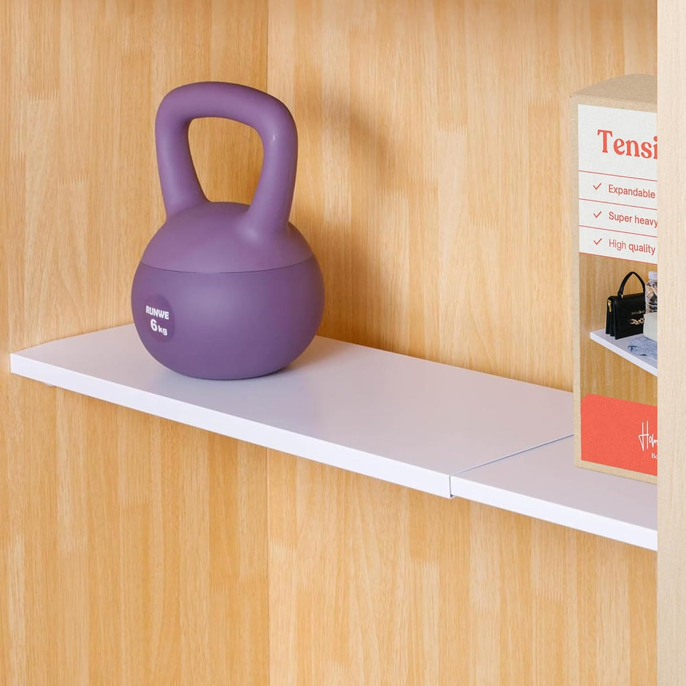 Home in Bold Tension Rod Shelving Expandable Closet Tension Shelf Storage Rac...