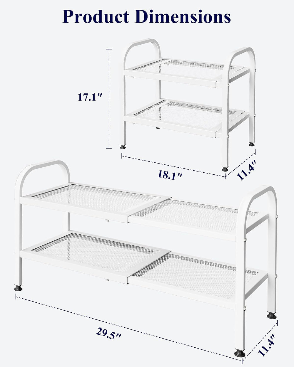Kitsure Metal Expandable Shoe Rack, 18.1-29.5" x 11.4" x 17.1"...