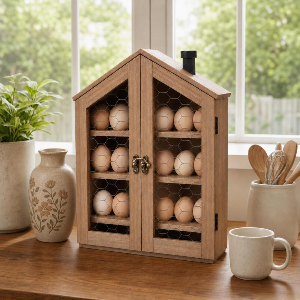 Xuhal Wooden Egg Holder Countertop Farmhouse House Shape Egg Storage Decor 3 ...