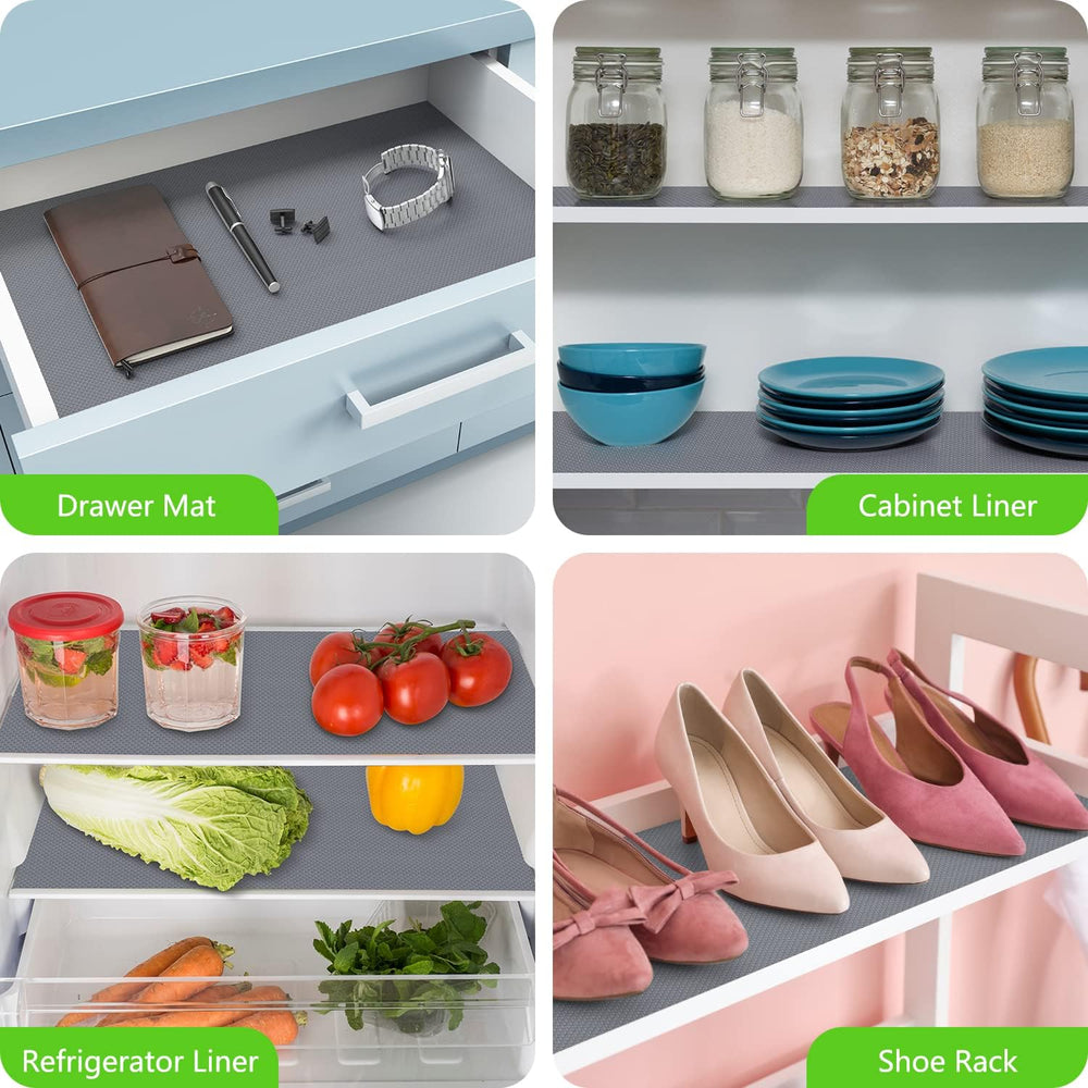 Shelf Liners for Kitchen Cabinets Non Adhensive,Gray 23.6"× 393.7"