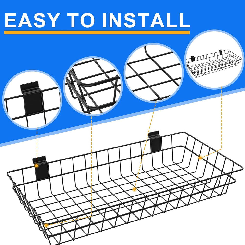 2 Pack Extra Large Slatwall Baskets, 24" x 12" x 4" Slatwall P...