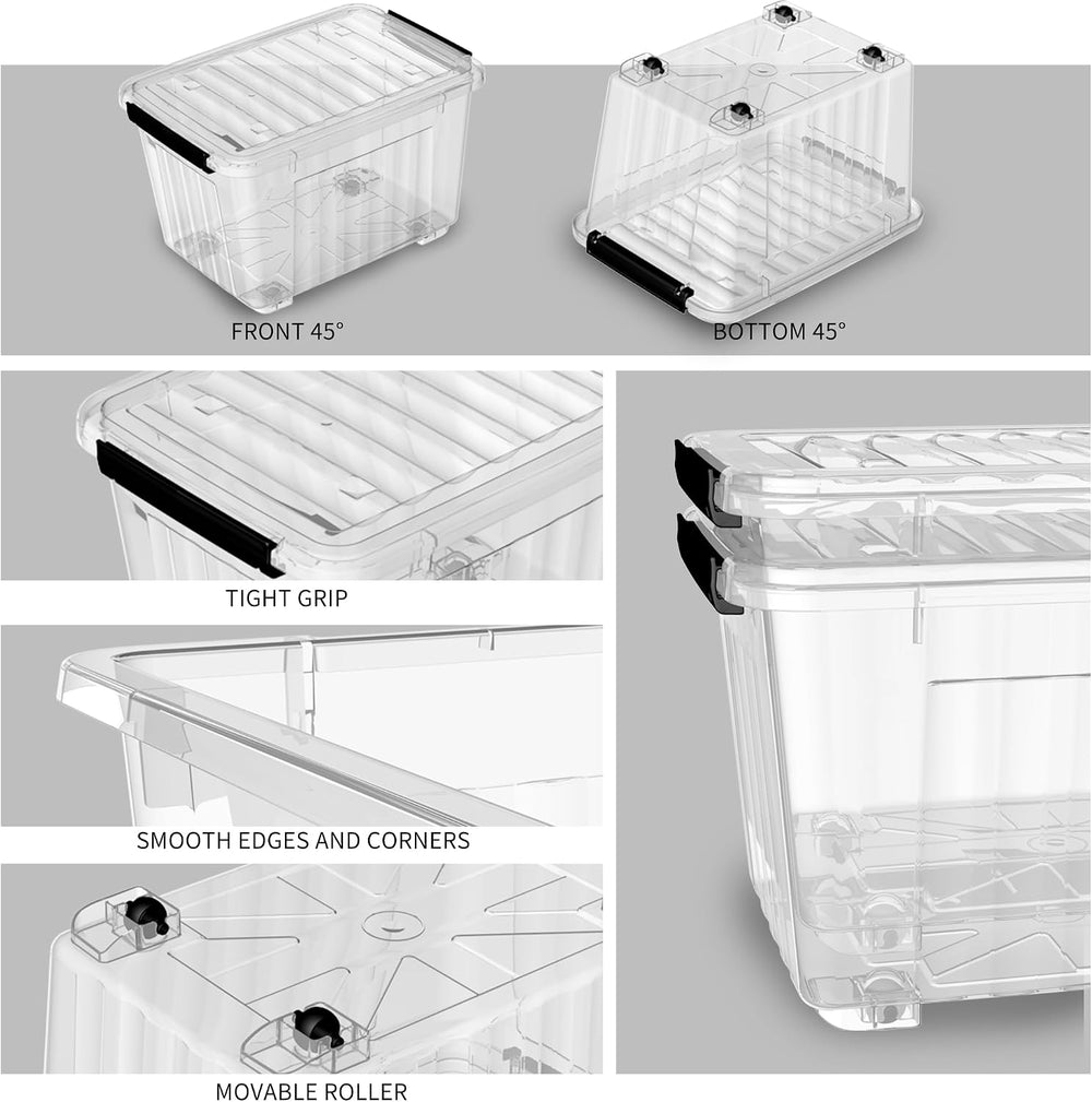 Cetomo 60Qt*4 Plastic Storage Bins, Storage Box, 4 Pack, Organizing Container...