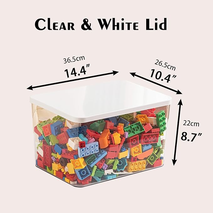 Clear plastic storage bins