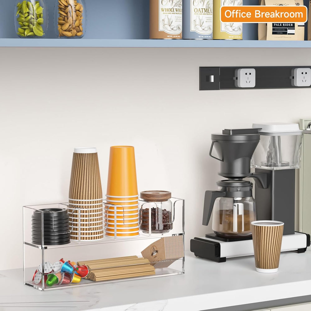 Beego 5-Compartment Cup Holder for Countertop - 2-Tier Clear Acrylic Cup Disp...