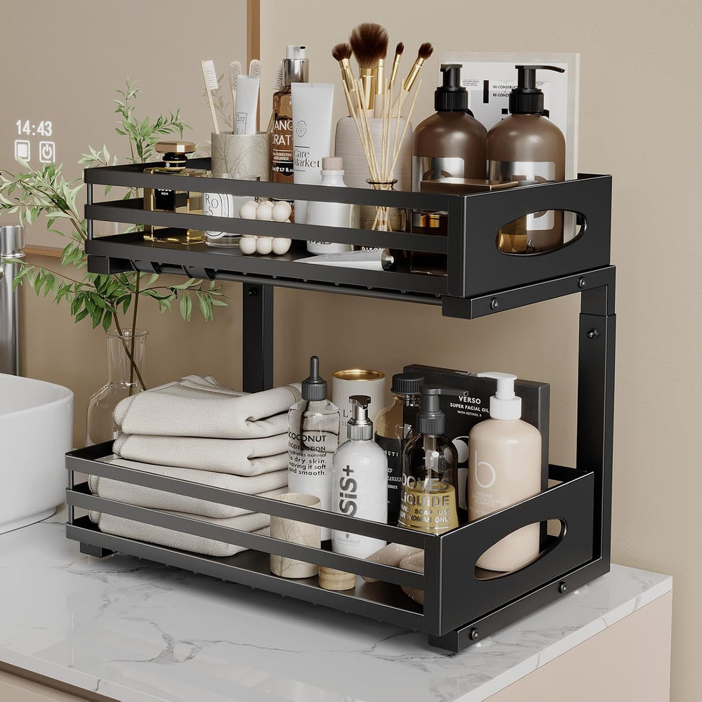 Under Sink Organizer, 2 Tier Under Sink Organizers and Storage, Adjustable He...