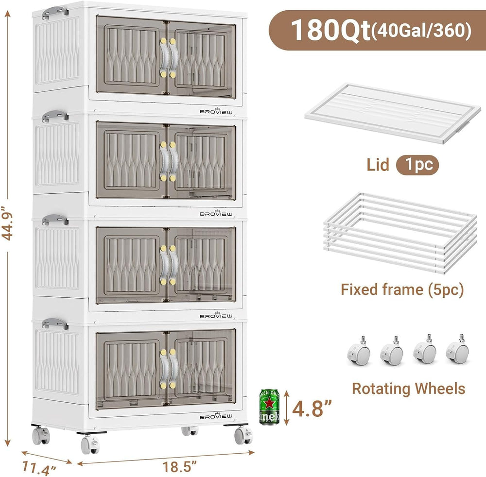 BROVIEW 180Qt Stackable Storage Bins with Lid, Extra Large Closet Organizer C...