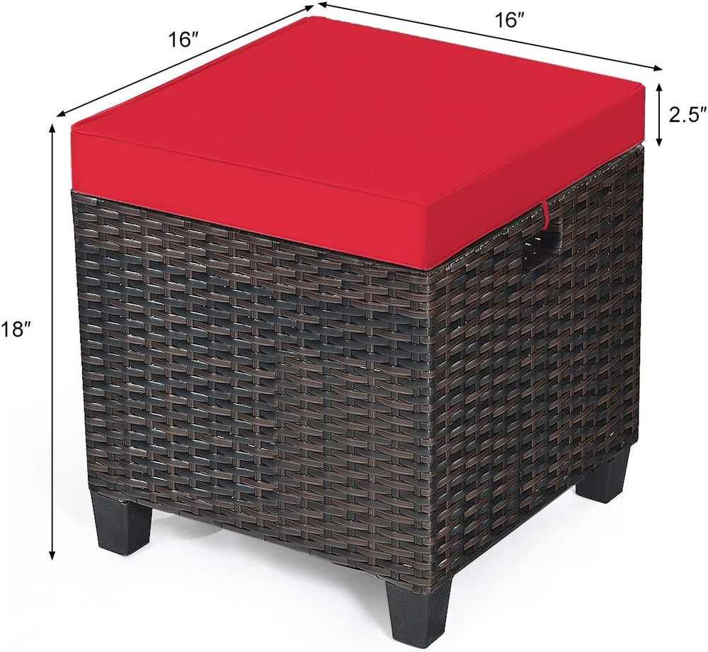 Tangkula 2 Pieces Outdoor Patio Ottoman, All Weather Rattan Wicker Ottoman Se...