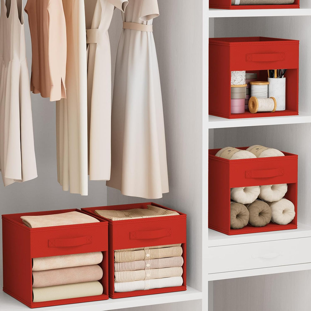 DIMJ Cube Bins, 12.2-Inch Storage Bins Cubes with Window, 6 Packs Collapsible...