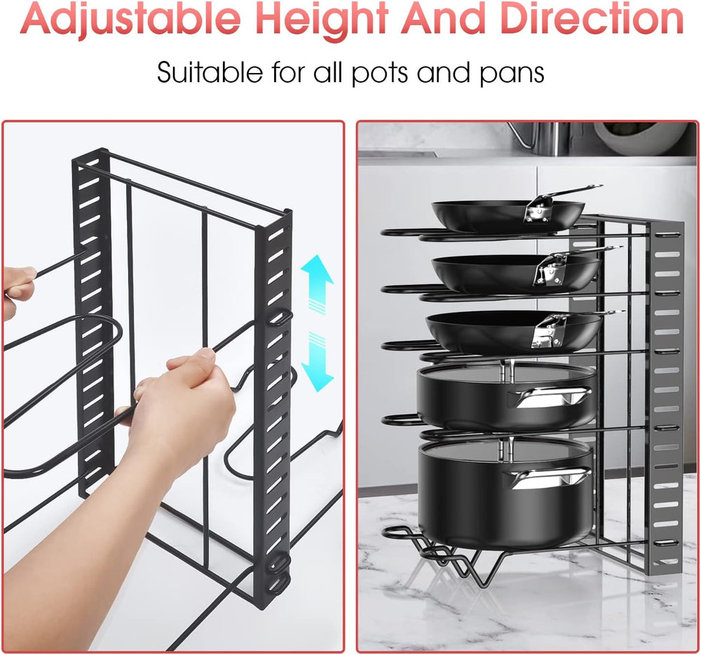 G-TING Pot Rack Organizers, 8 Tiers Pots and Pans Organizer for Kitchen Organ...