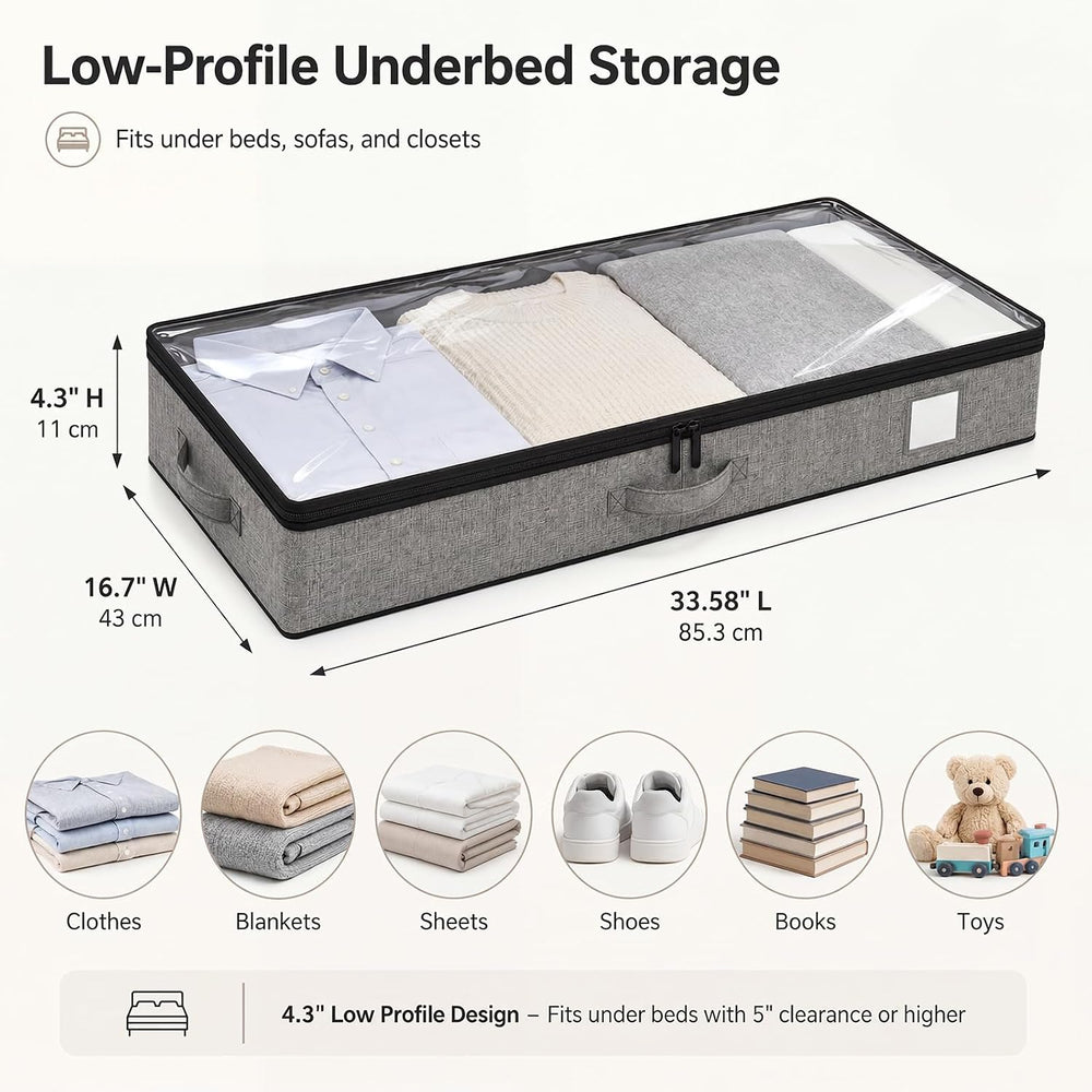 Under Bed Storage Containers 4 Pack Reinforced Underbed Organizer Box