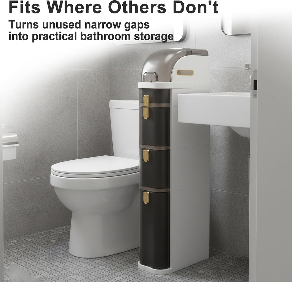 4-Tier Slim Bathroom Storage Cabinet, Narrow Rolling Organizer