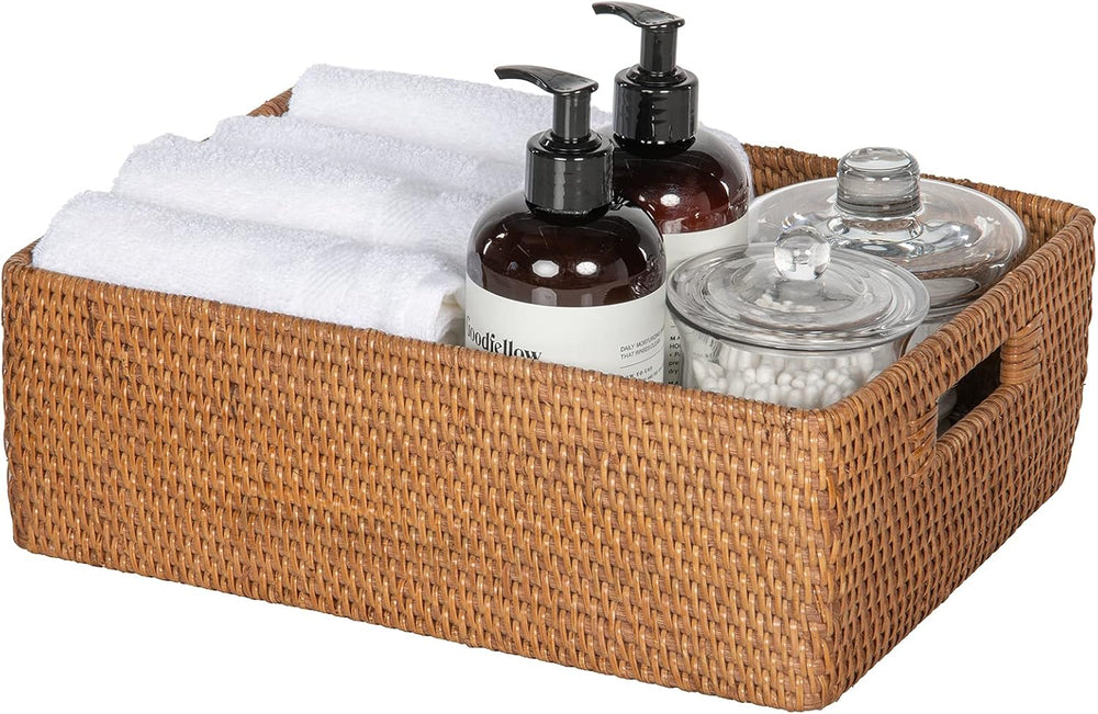 KOUBOO Laguna Rattan Shelf Organizer Basket, Wicker Storage Bin,Honey Brown