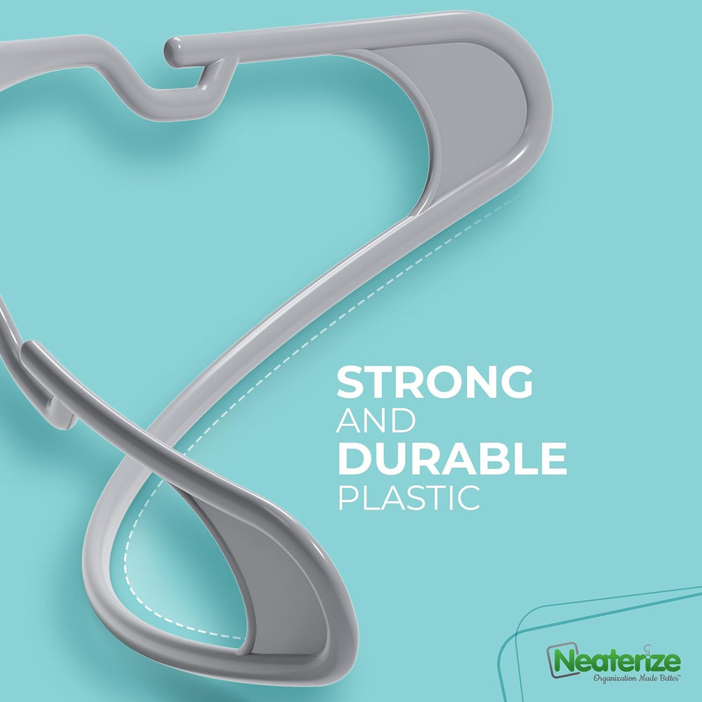 NEATERIZE Clothes Hangers Plastic 100 Pack for Adults - Plastic Hangers, The ...