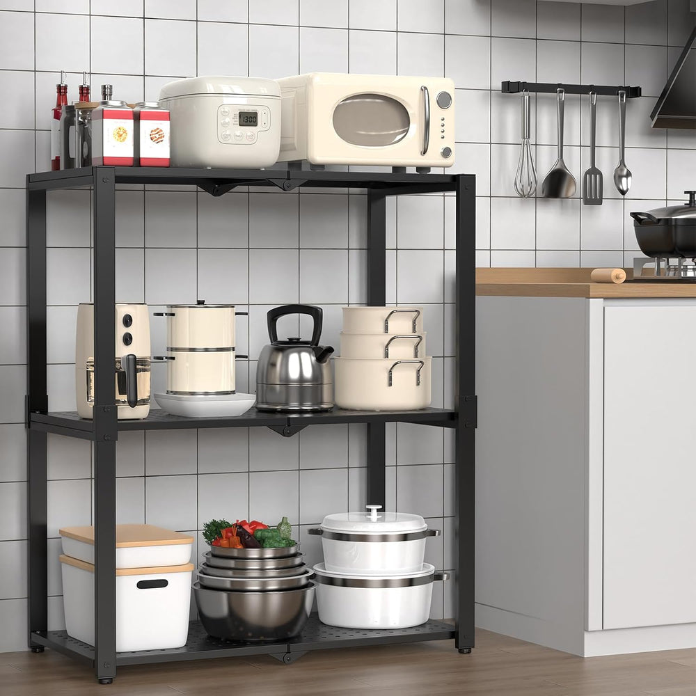 Hastatii 3-Shelf Storage Shelving Unit Metal Rack Heavy-Duty 28"x13.5&qu...