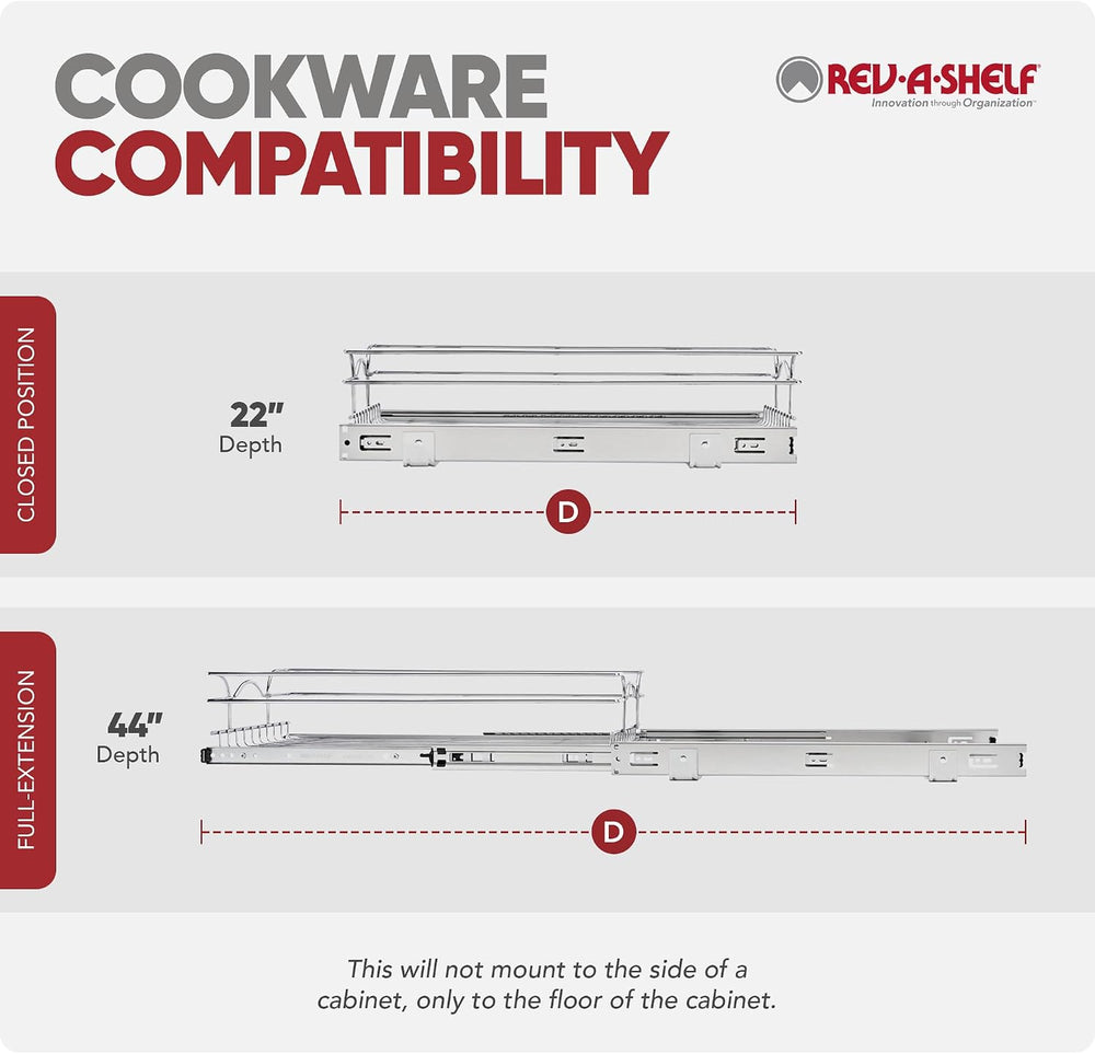 Rev-A-Shelf Pullout Drawer Organizer for Kitchen Cabinets, 15" x 22"