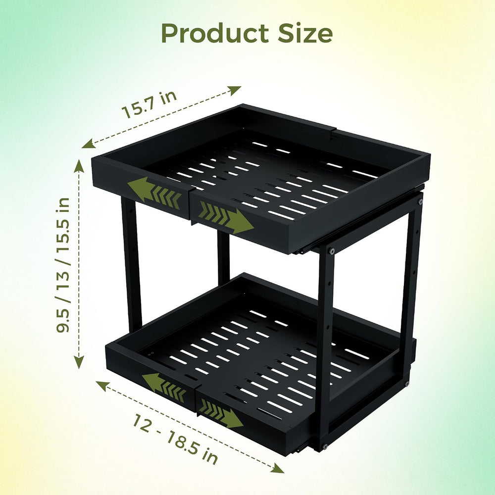 Abalter Expandable Pull Out Cabinet Organizer,2-Tier Slide Out Drawer for Kit...