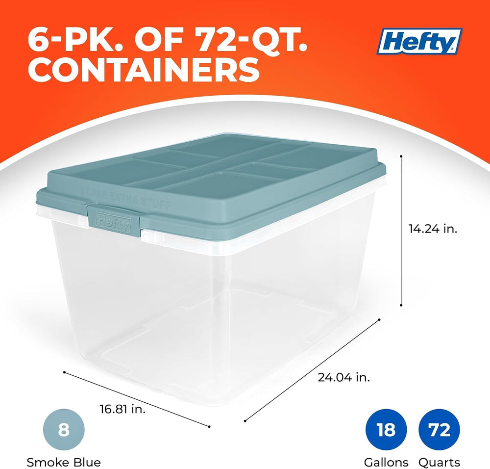 Hefty HI-RISE Stackable Storage Bins - Under Bed Storage Containers with Lids...