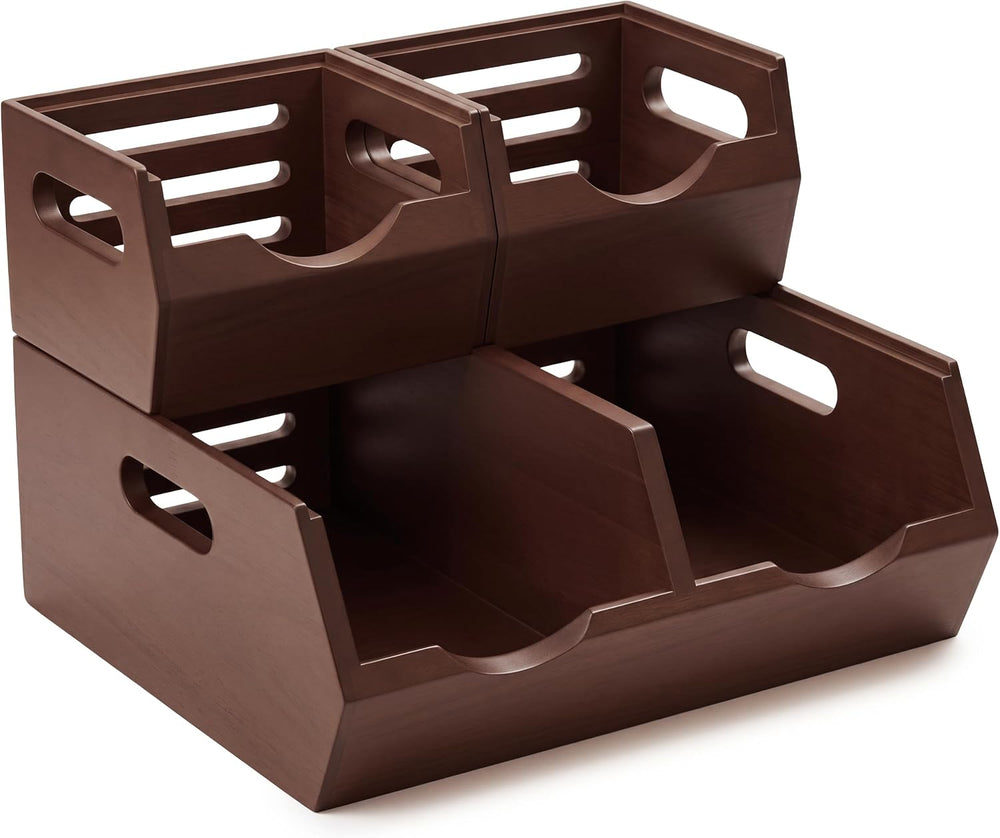 HOMESTEAD Stackable Solid Wood Storage Bins for Kitchen Pantry & Countert...