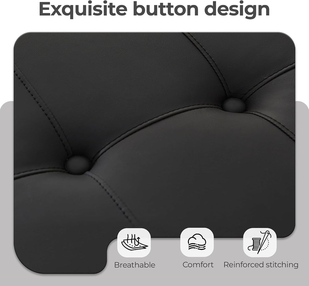 50.5 Inch Storage Ottoman Bench, Faux Leather Tufted Upholstered Bedroom Benc...