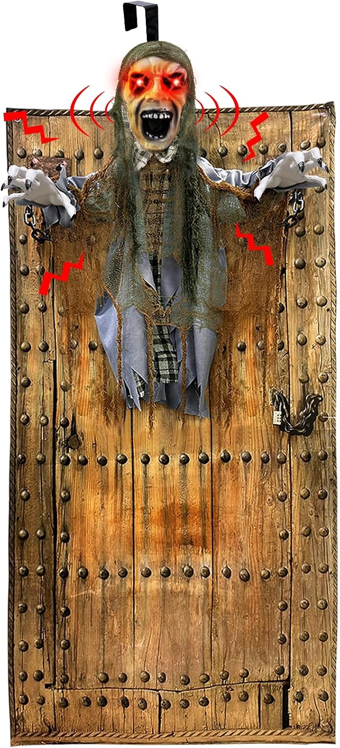 76'' Halloween Outdoor Decorations Animatronic Zombie Ghost with Red Eye