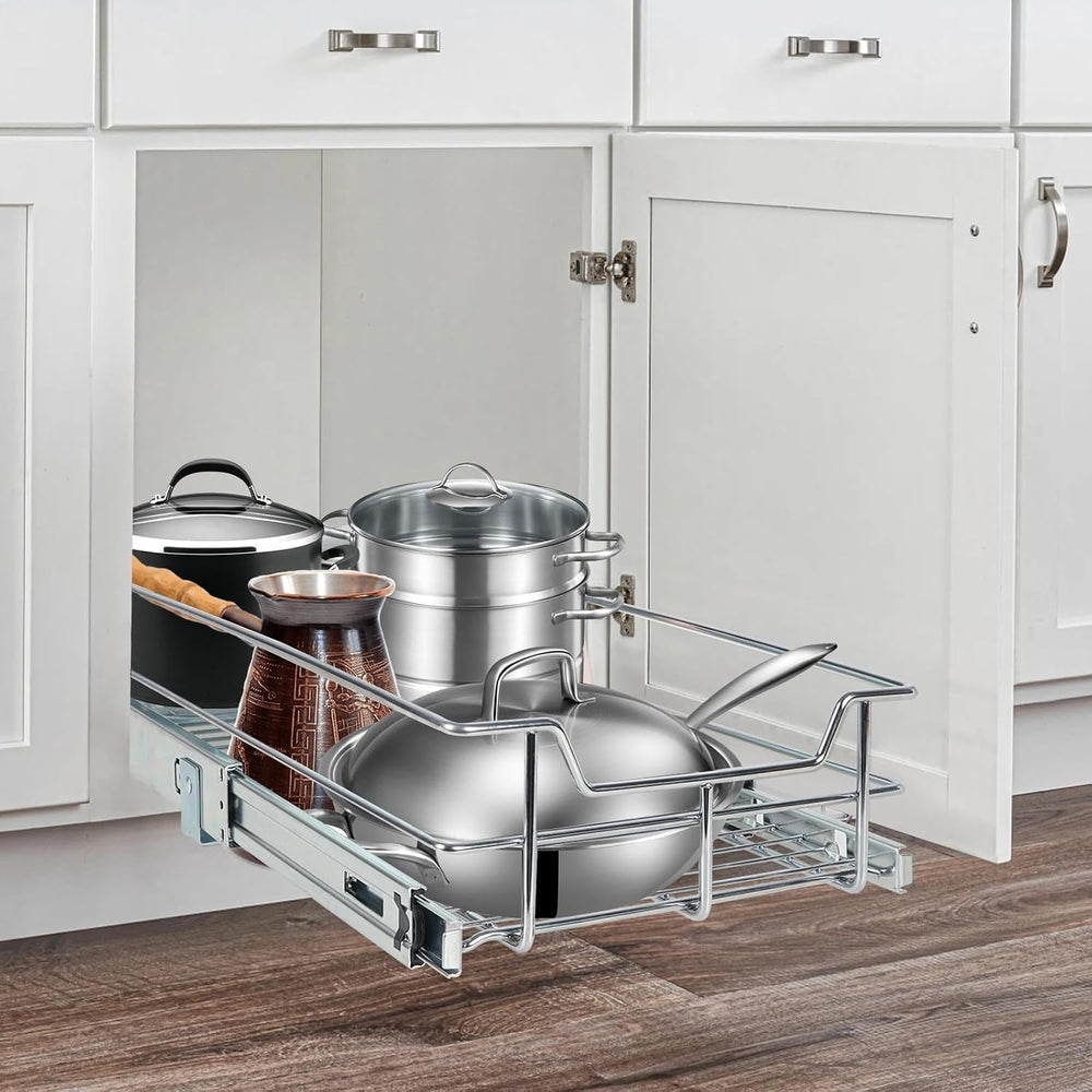 Pull Out Cabinet Organizer 15" W X 22" D, Chromed, Full Slide Out D...