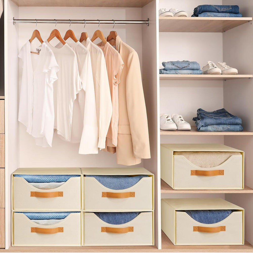 4 Pcs 16.5" Closet Drawers and Large Size Clothes Storage Bins Push-Out ...