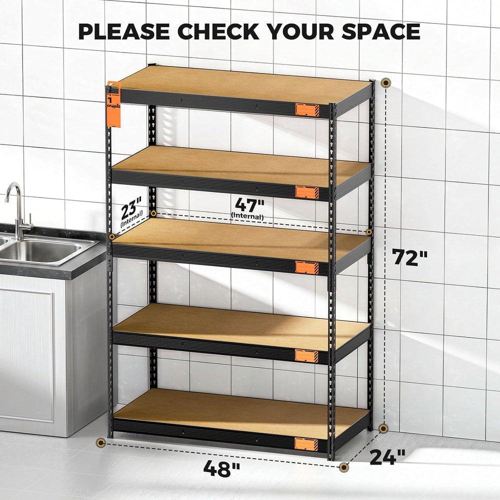 CAMMOO 4000LBS 5 Tier Metal Garage Shelving Unit, 72" H x 48" W x 2...