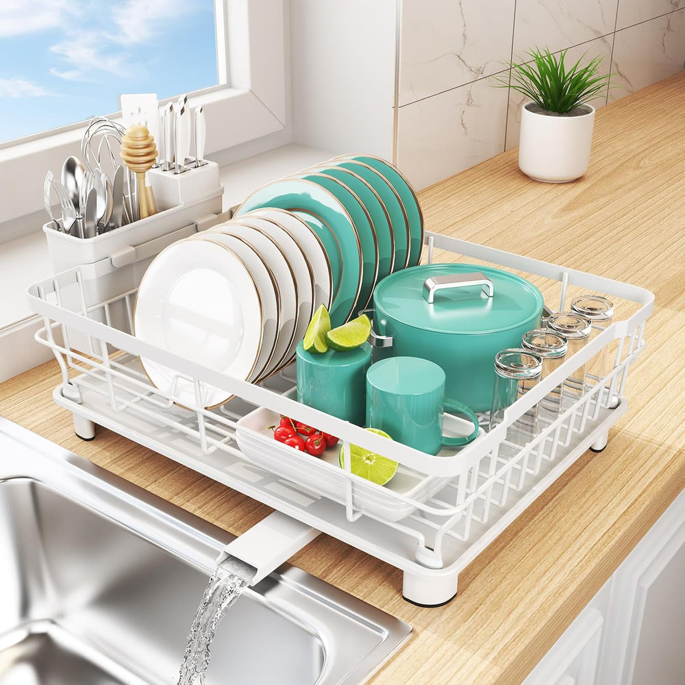 Dish Drying Rack for Kitchen Counter,12.8" W x 16.9" L,White