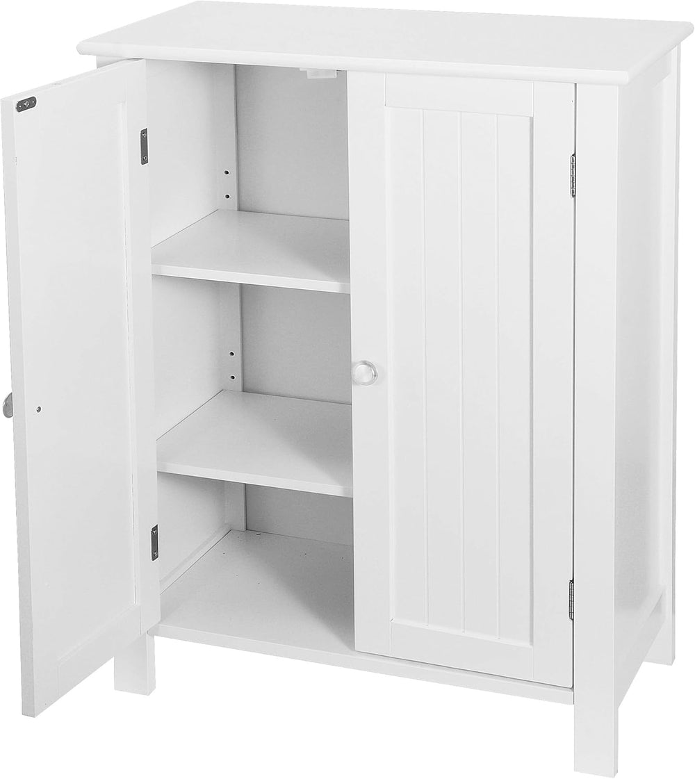 SUPER DEAL Modern Bathroom Floor Storage Cabinet with Adjustable Shelf and Do...