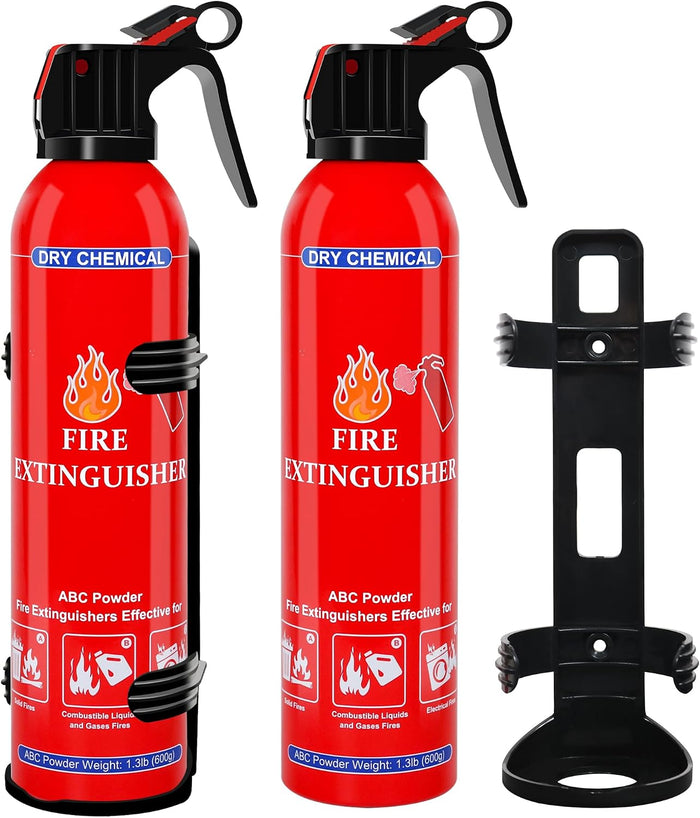 2 Pack ABC Dry Chemical Fire Extinguishers with Mount