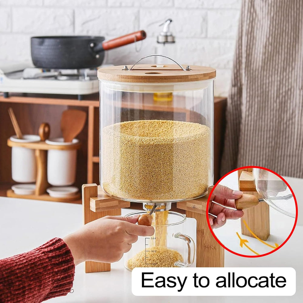 Rice Dispenser 5L, Grain Dispenser Glass Bucket, Cereal Dispenser Countertop ...