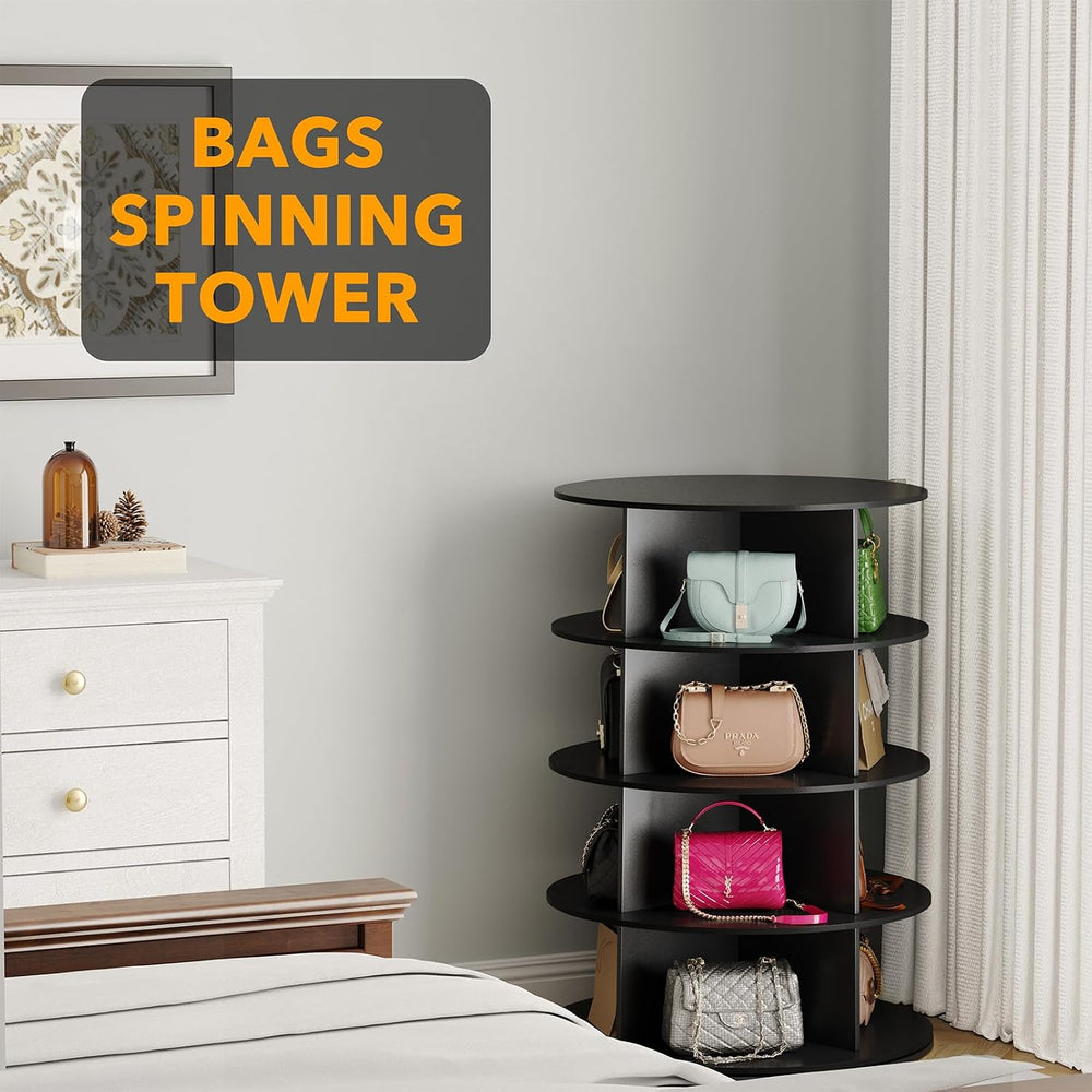 SpaceAid 4 Tier Rotating Shoe Rack Tower, Spinning Shoe Display Lazy Susan, R...