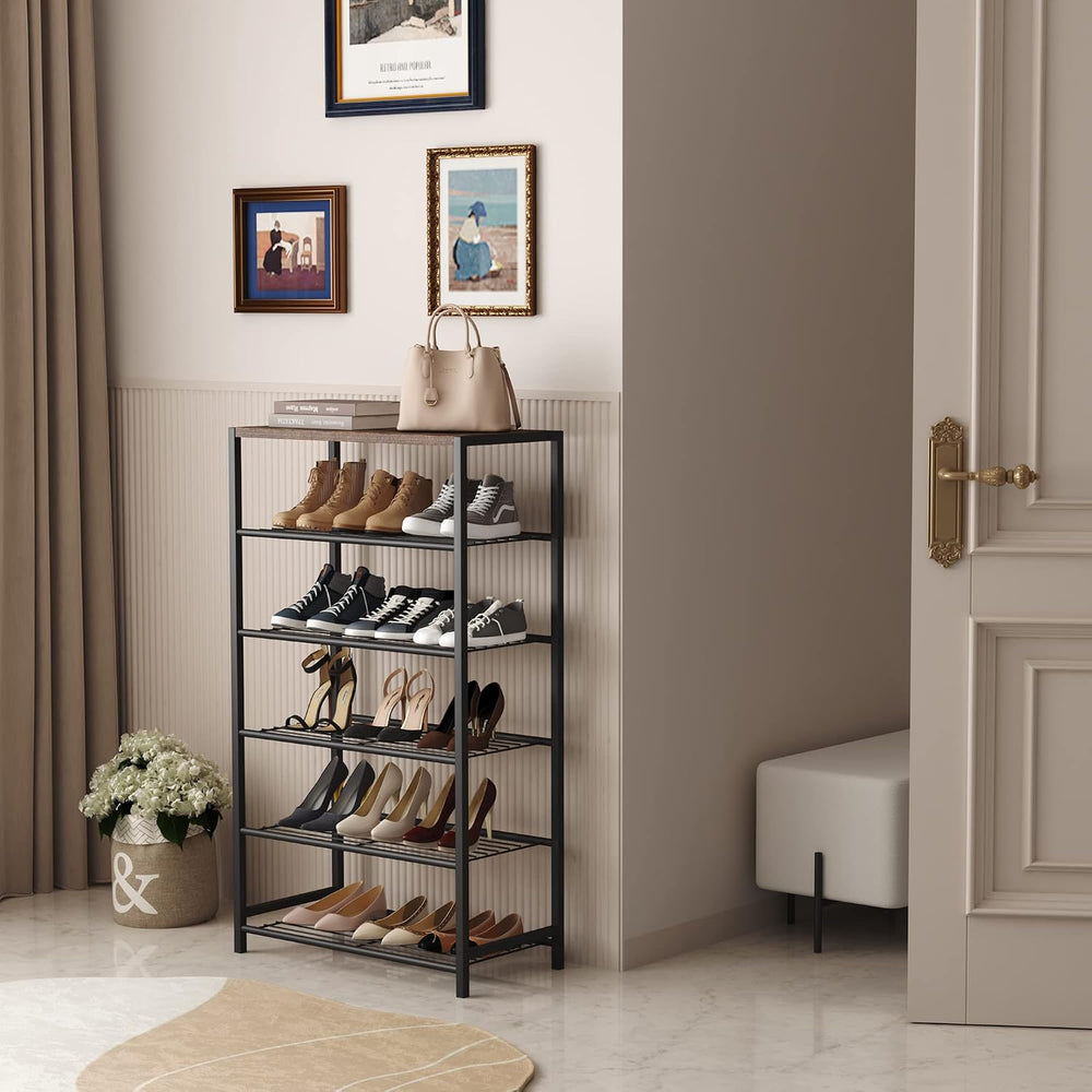 HOMEFORT Shoe Rack 6-Tier, Shoe Storage Shelf, Industrial Shoe Tower, Narrow ...