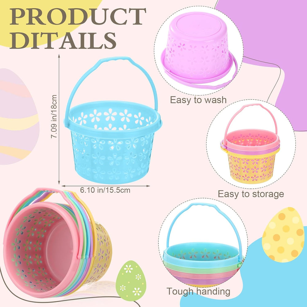 Havawish Easter Basket Bulk with Handle Small Colorful, 100 Pcs, Round