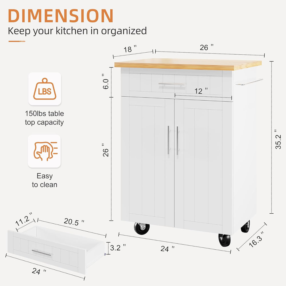 Shintenchi Kitchen Island Cart with Storage, Rolling Microwave Table