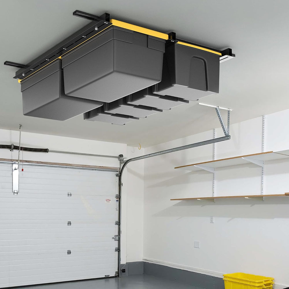 WALMANN Overhead Tote Storage Rails System, Garage Ceiling Bin Storage Rack