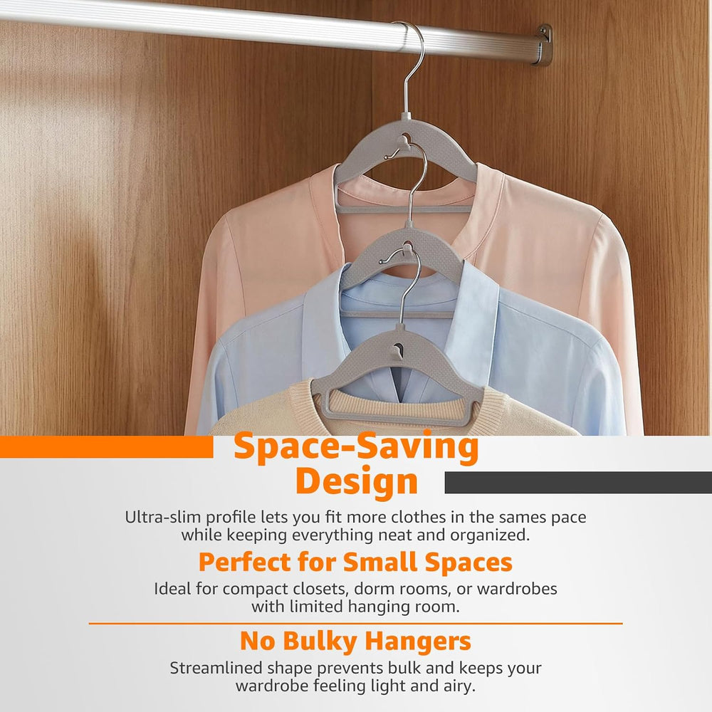 Plastic Hangers 100 Pack, Cascading Slim Space Saving Clothing Hangers with 3...