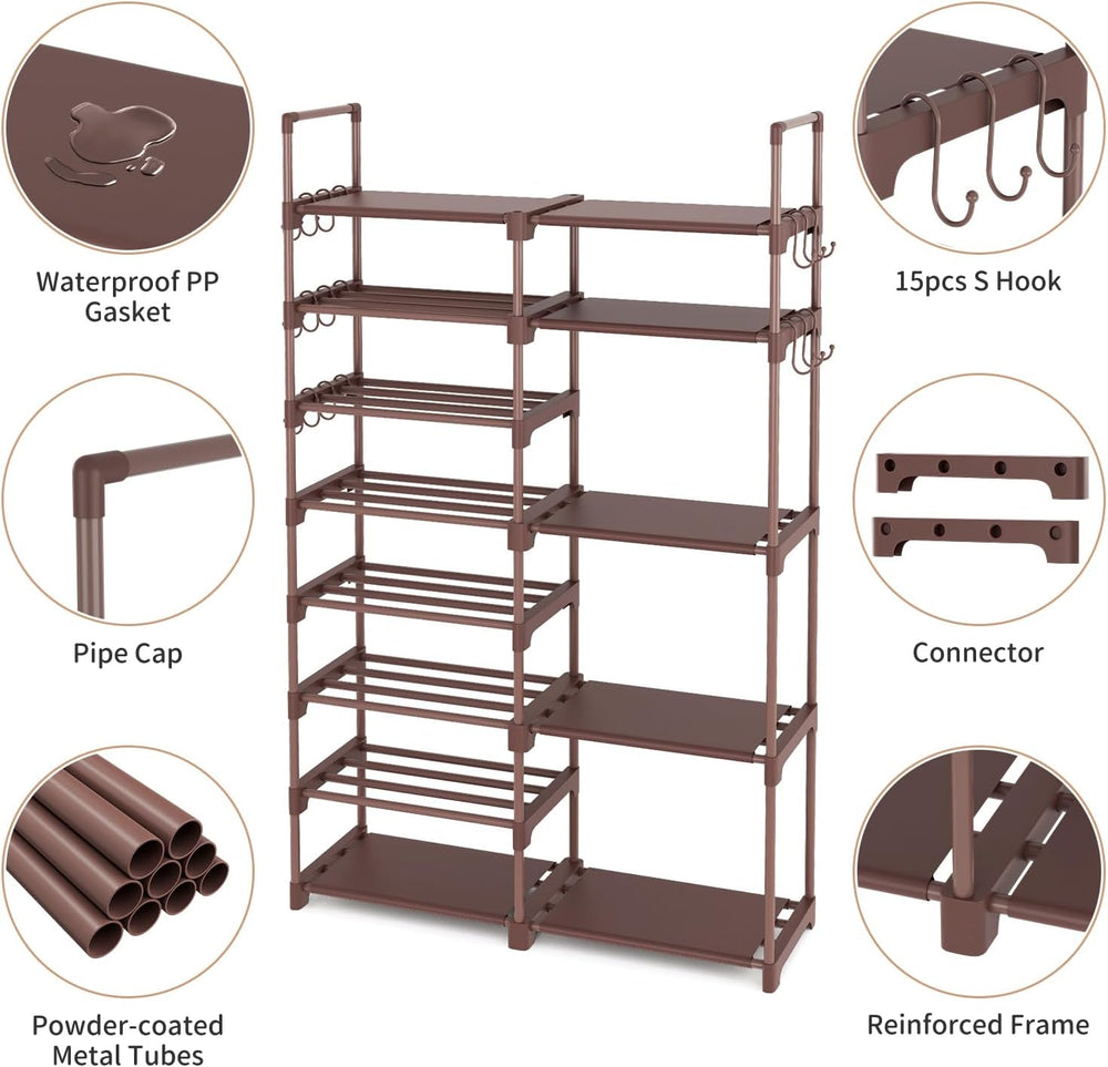 ROJASOP Shoe Rack Organizer, 8-Tier Metal Shoe Rack for Closet Entryway Garag...