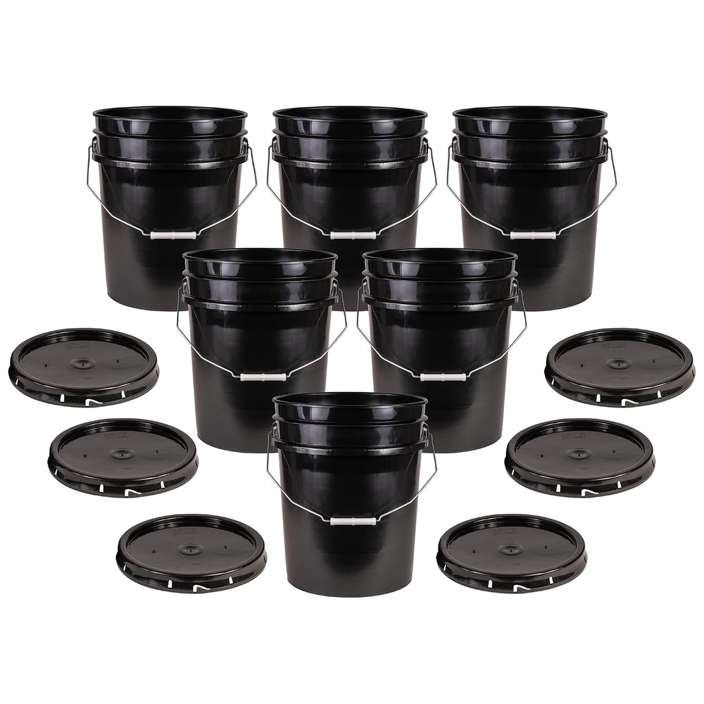 ATERET 5 Gallon Black Bucket & Lid - Durable 90 Mil All Purpose Pail - Fo...