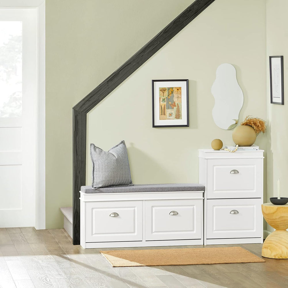 SoBuy Small Shoe Cabinet, Slim Shoe Rack 2 Flip-Drawers, Thin Shoe Storage Cu...