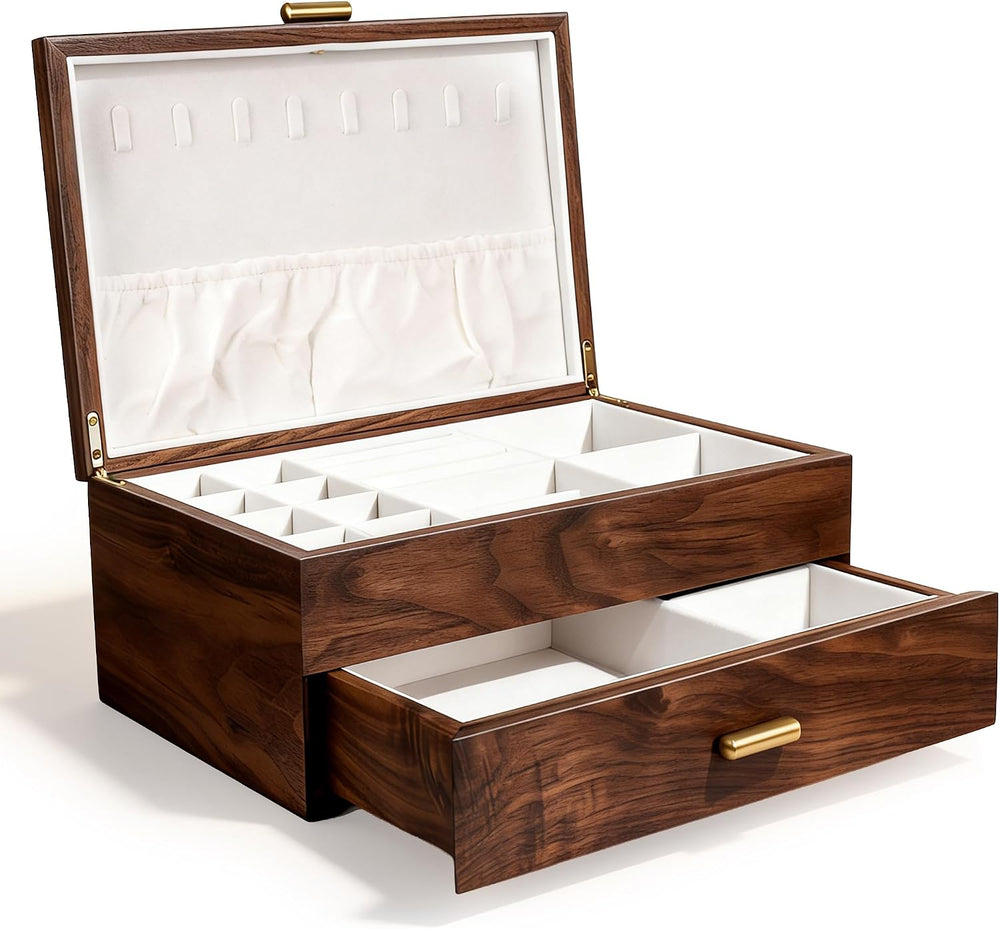 High-end Solid Wood Jewelry Storage Box Ladies Retro Wooden Necklace Jewelry ...