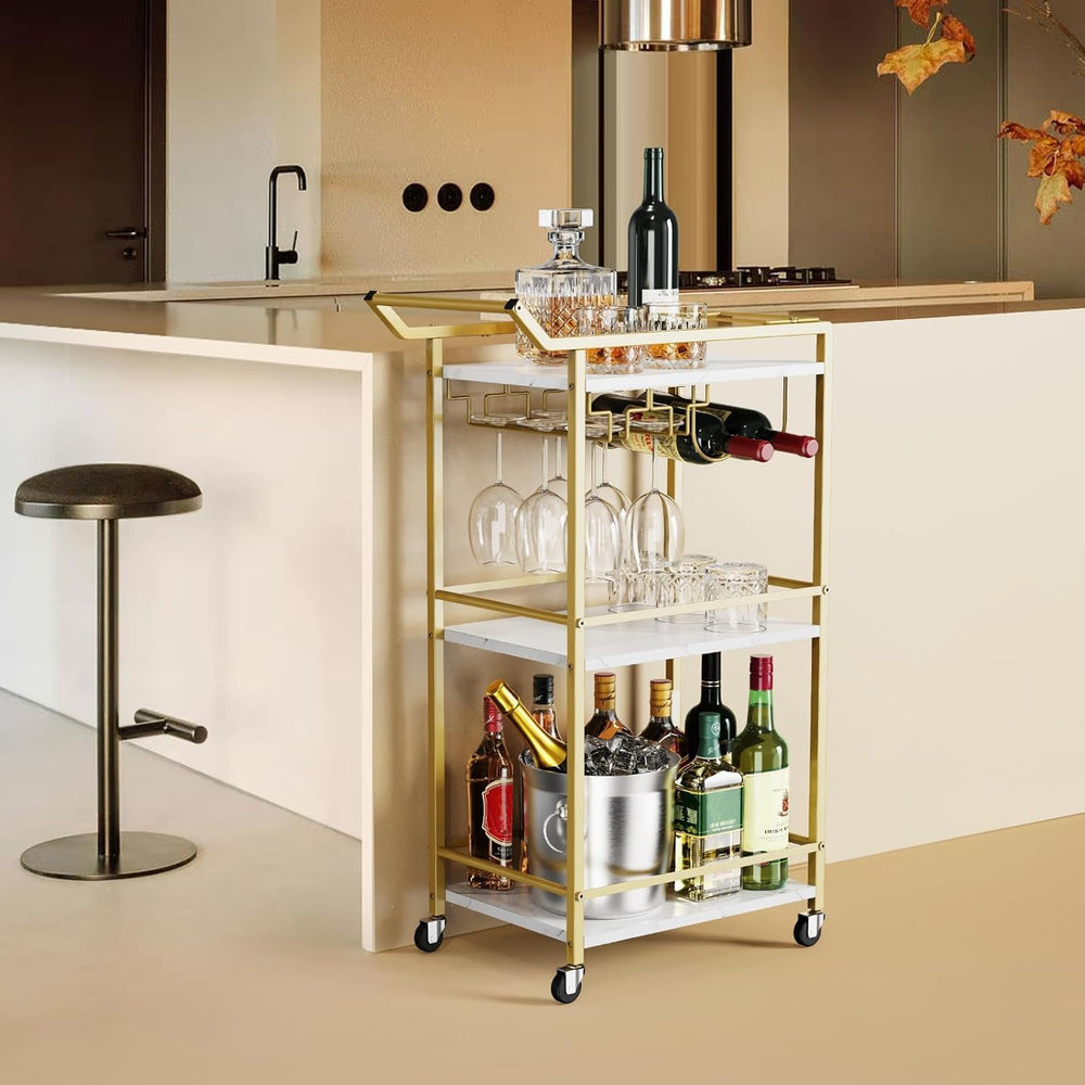 3 Tier Bar Cart Mini Liquor Utility Cart for Wine Beverage Dinner Party