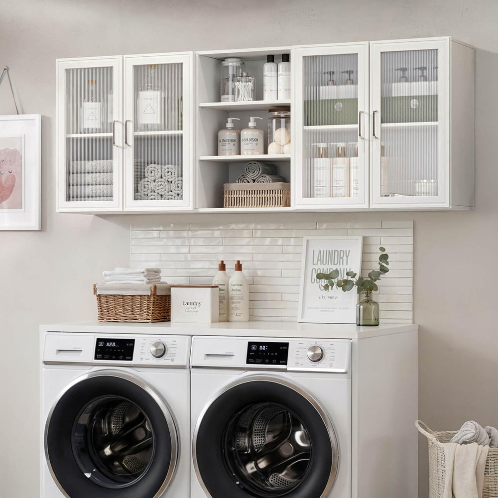FIMELLO 63’’ Laundry Room Cabinets Shelves Set, Acrylic Door, Adjustable Shel...