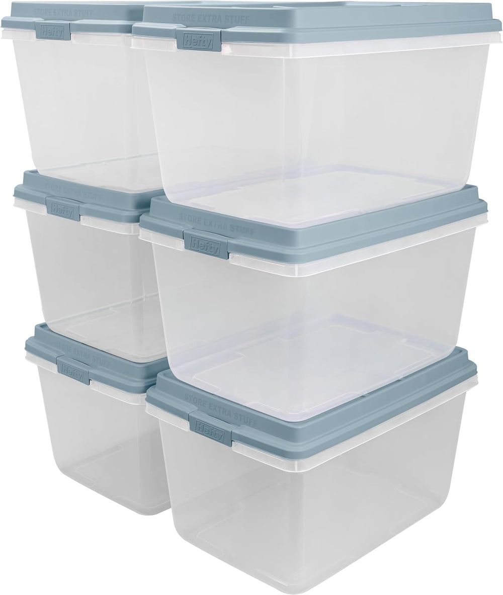 Hefty HI-RISE Stackable Storage Bins - Under Bed Storage Containers with Lids...