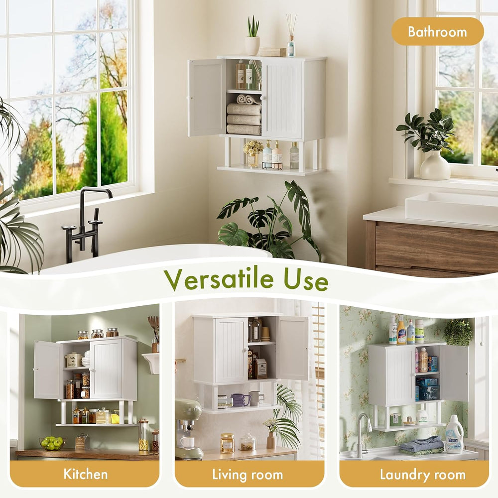 AmazerBath Bathroom Wall Cabinets, Bamboo Over The Toilet Storage Cabinet wit...