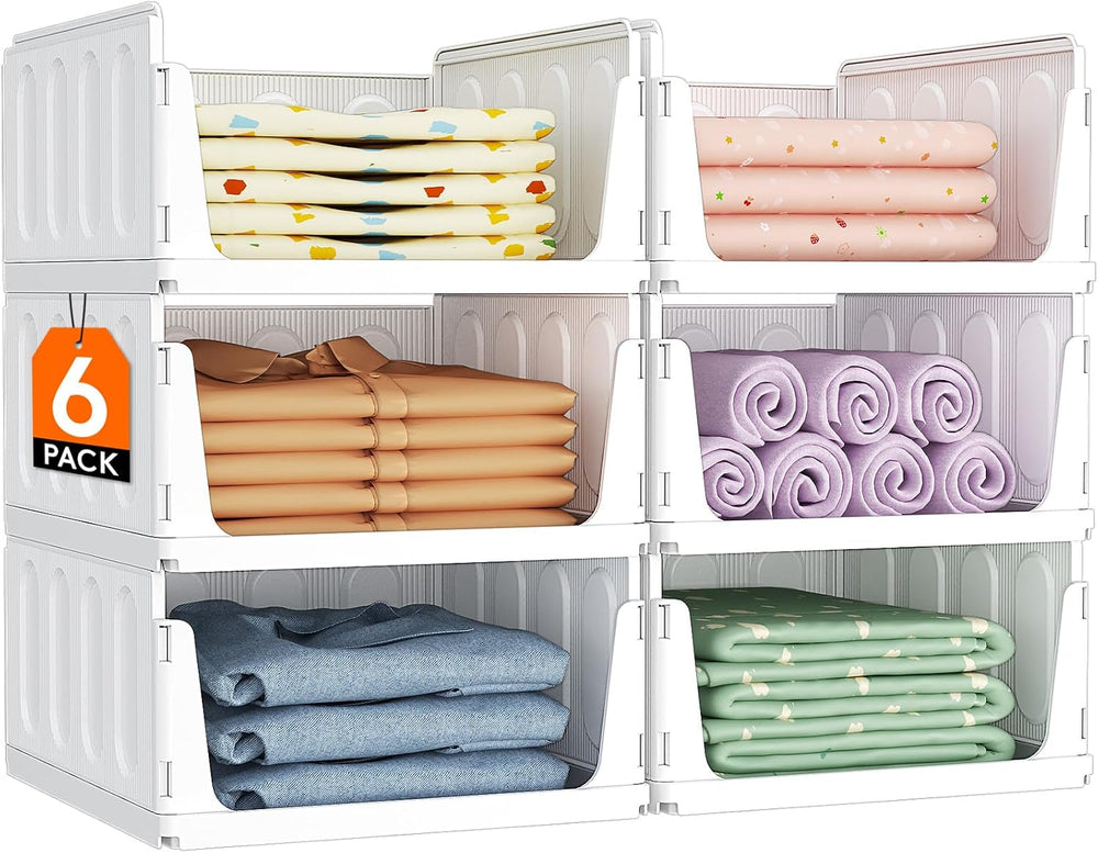 Lifewit 6 Pack Stacking Closet Organizers Shelf for Clothes 14" Depth