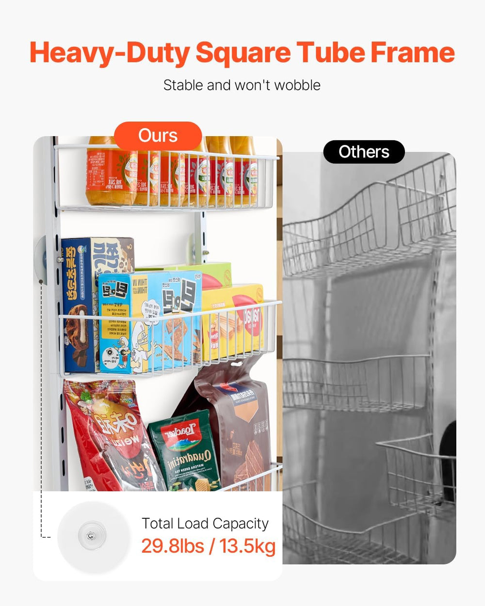 VEVOR Over the Door Pantry Organizer, 9-Tier Pantry Organization and Storage,...